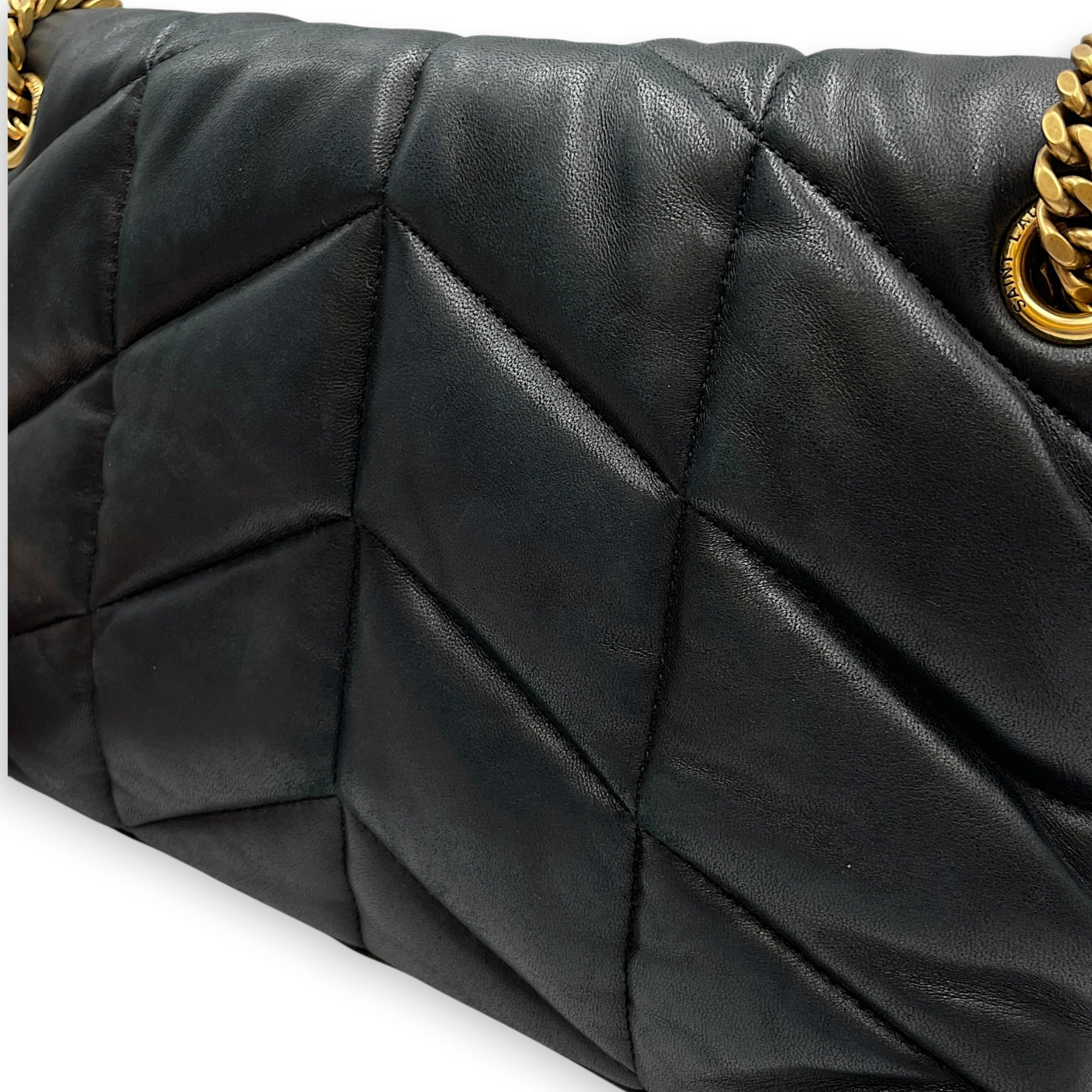 Loulou Medium Noir Shoulder Bag in Lambskin Gold hardware