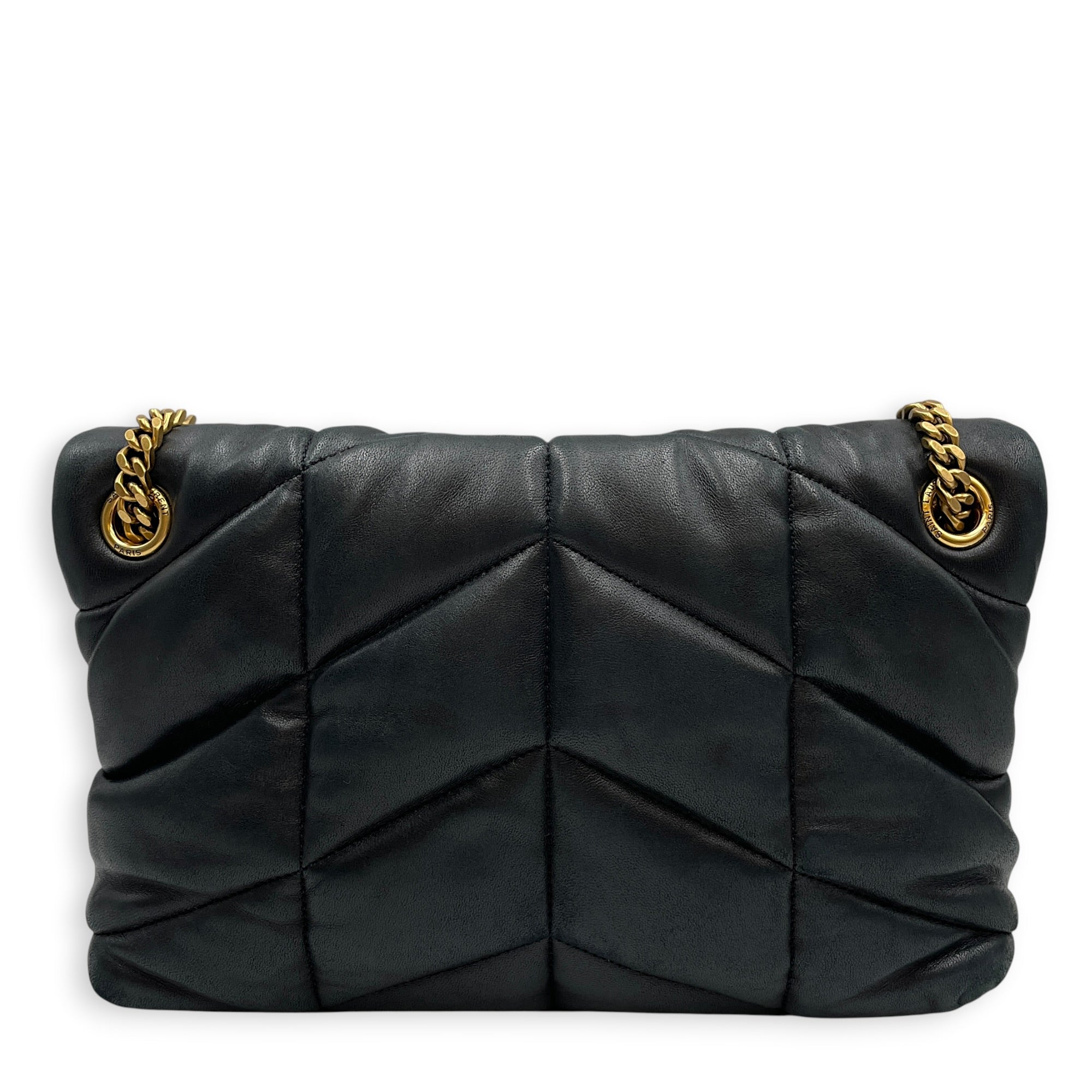 Loulou Medium Noir Shoulder Bag in Lambskin Gold hardware