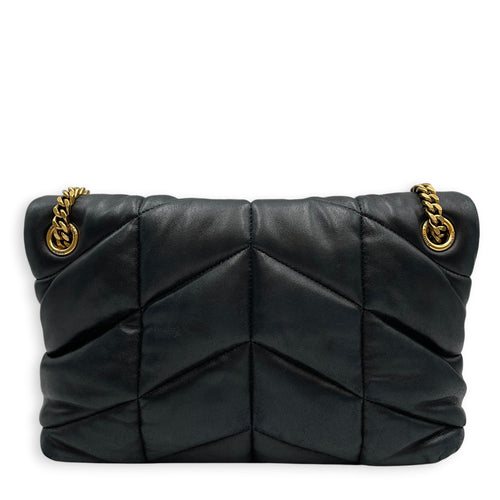 Loulou Medium Noir Shoulder Bag in Lambskin Gold hardware