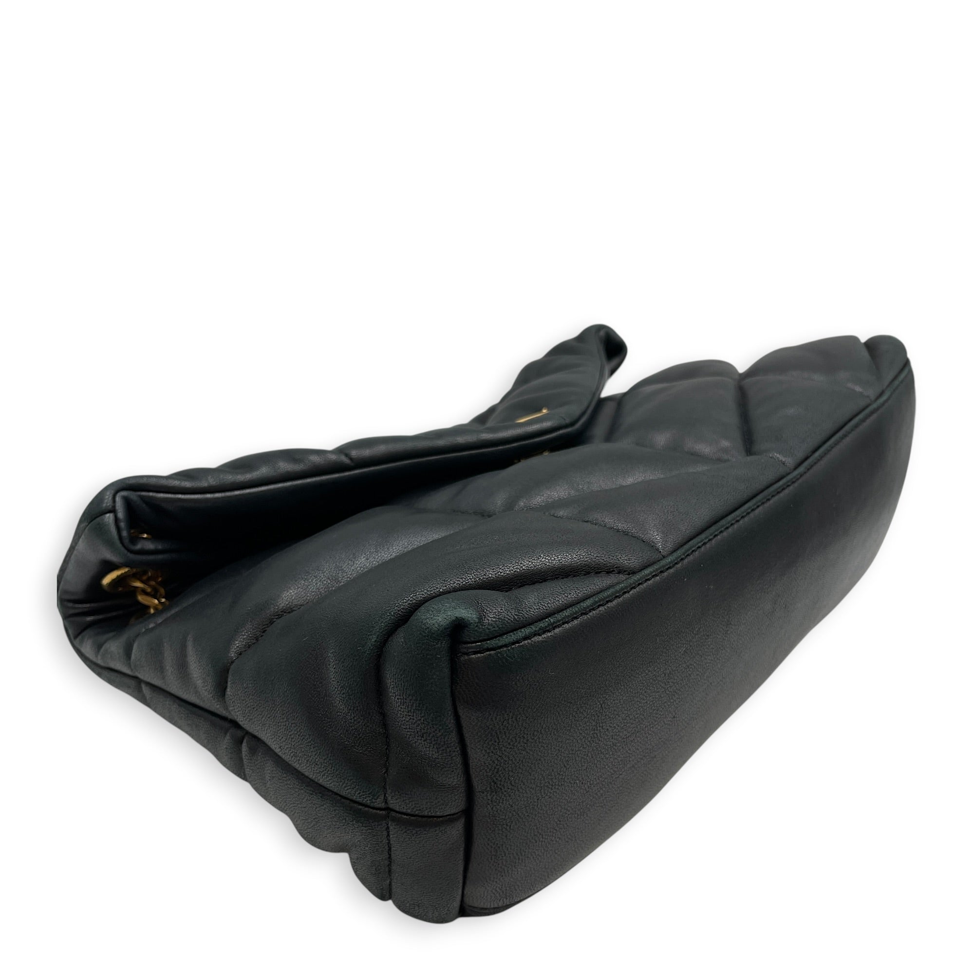 Loulou Medium Noir Shoulder Bag in Lambskin Gold hardware
