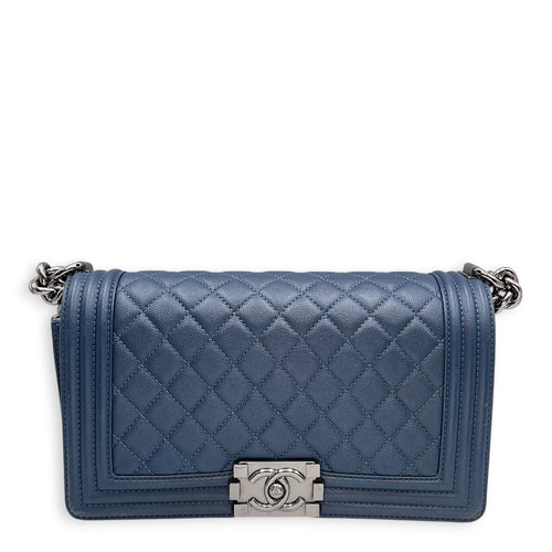 Boy Medium Blue Shoulder Bag Silver hardware