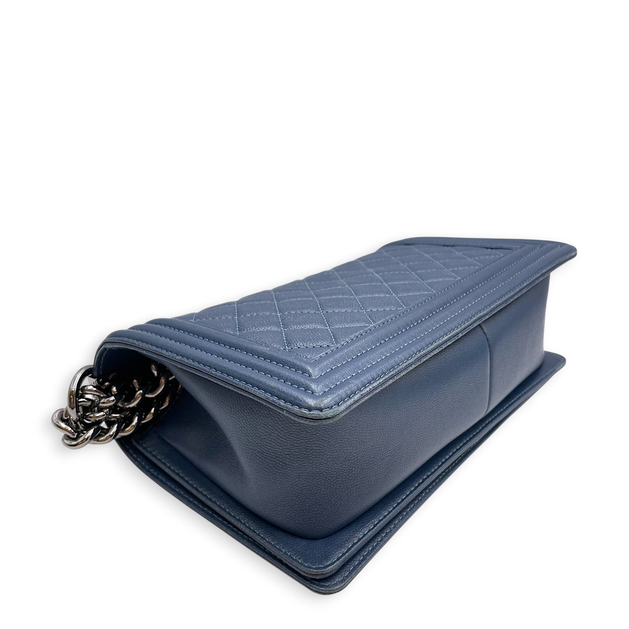 Boy Medium Blue Shoulder Bag Silver hardware