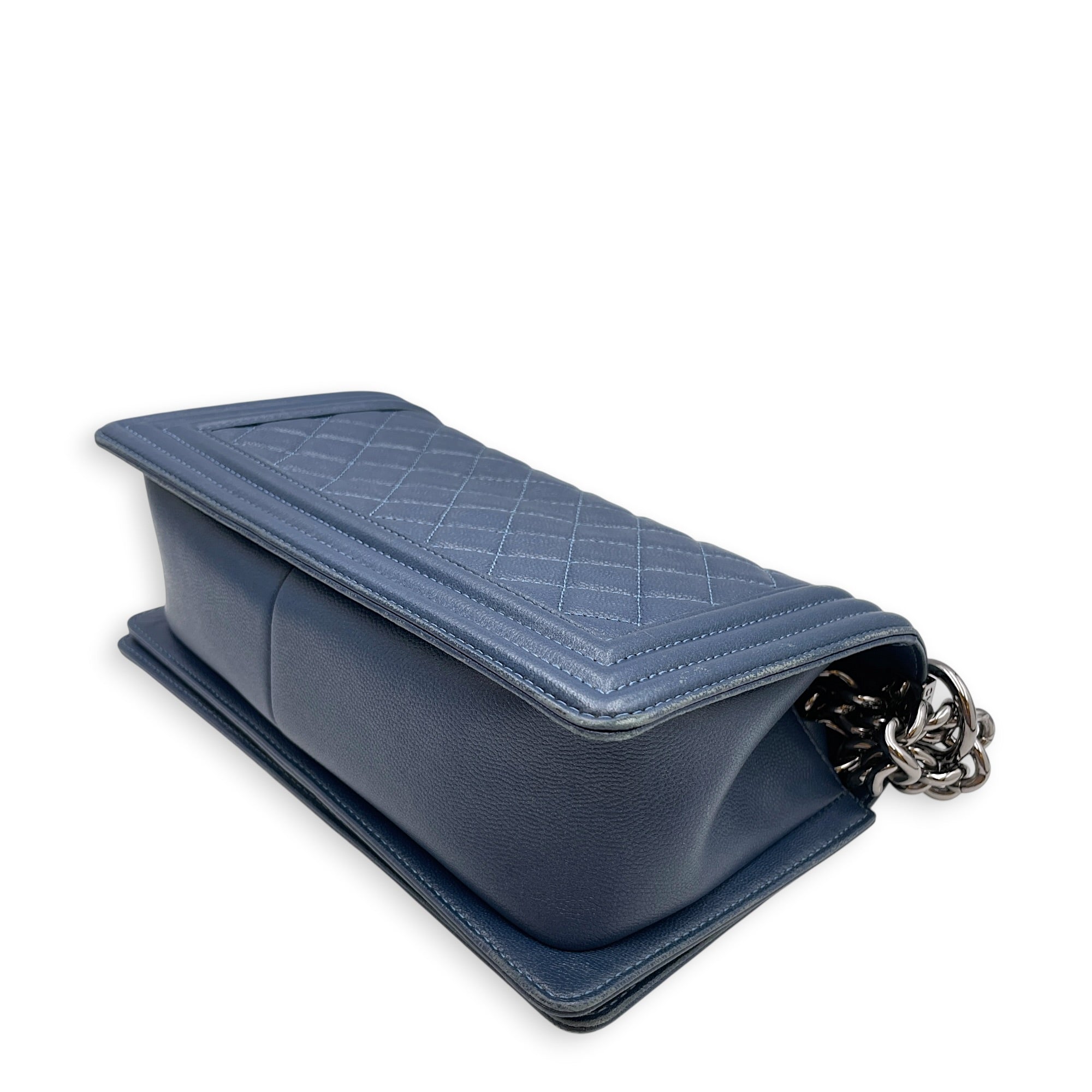 Boy Medium Blue Shoulder Bag Silver hardware