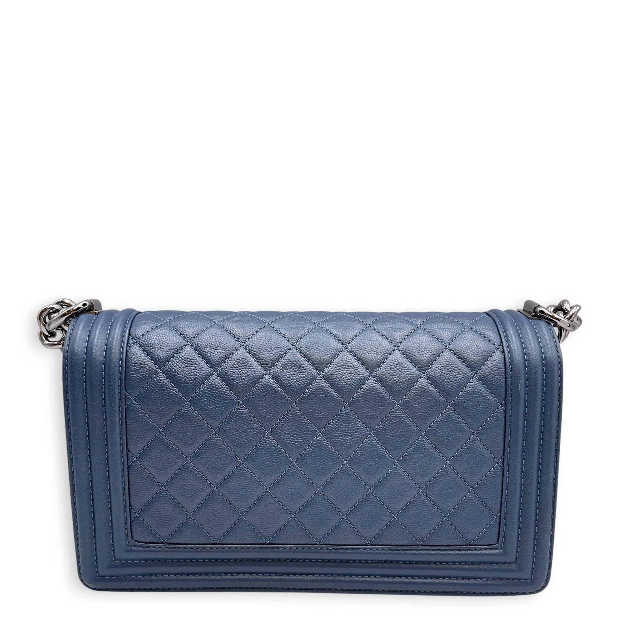 Boy Medium Blue Shoulder Bag Silver hardware