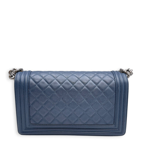 Boy Medium Blue Shoulder Bag Silver hardware