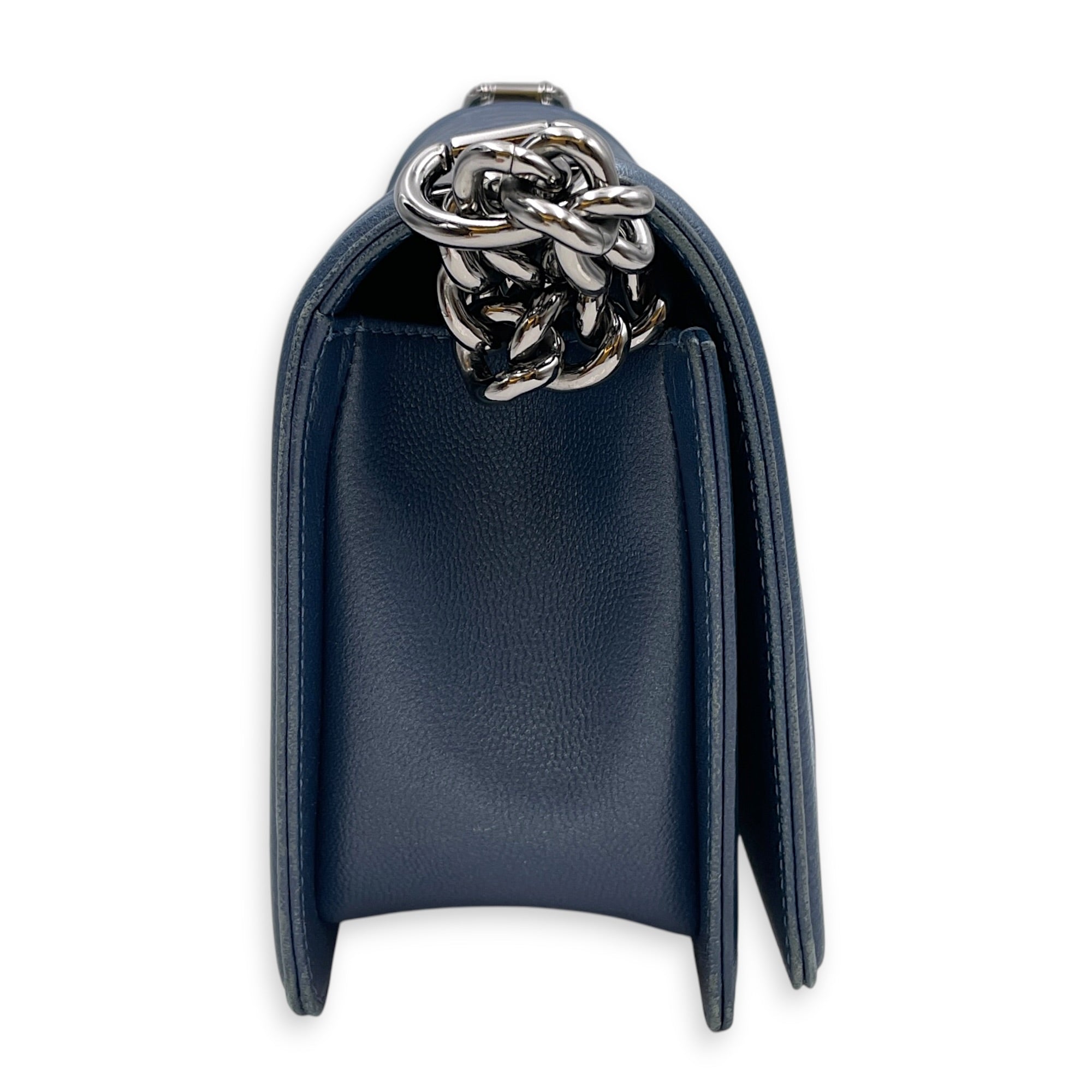 Boy Medium Blue Shoulder Bag Silver hardware