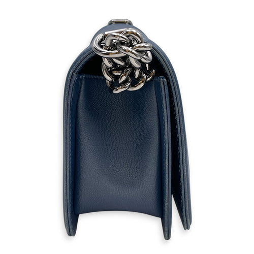 Boy Medium Blue Shoulder Bag Silver hardware