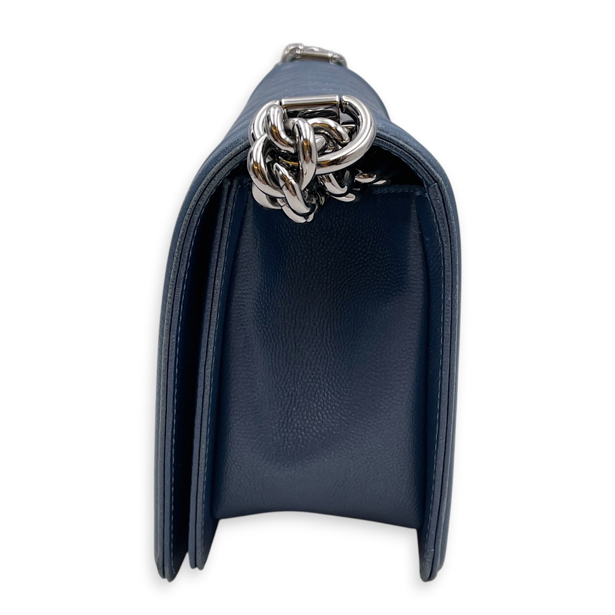 Boy Medium Blue Shoulder Bag Silver hardware