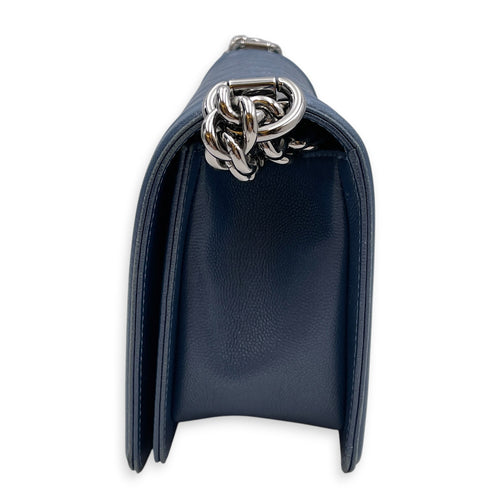 Boy Medium Blue Shoulder Bag Silver hardware
