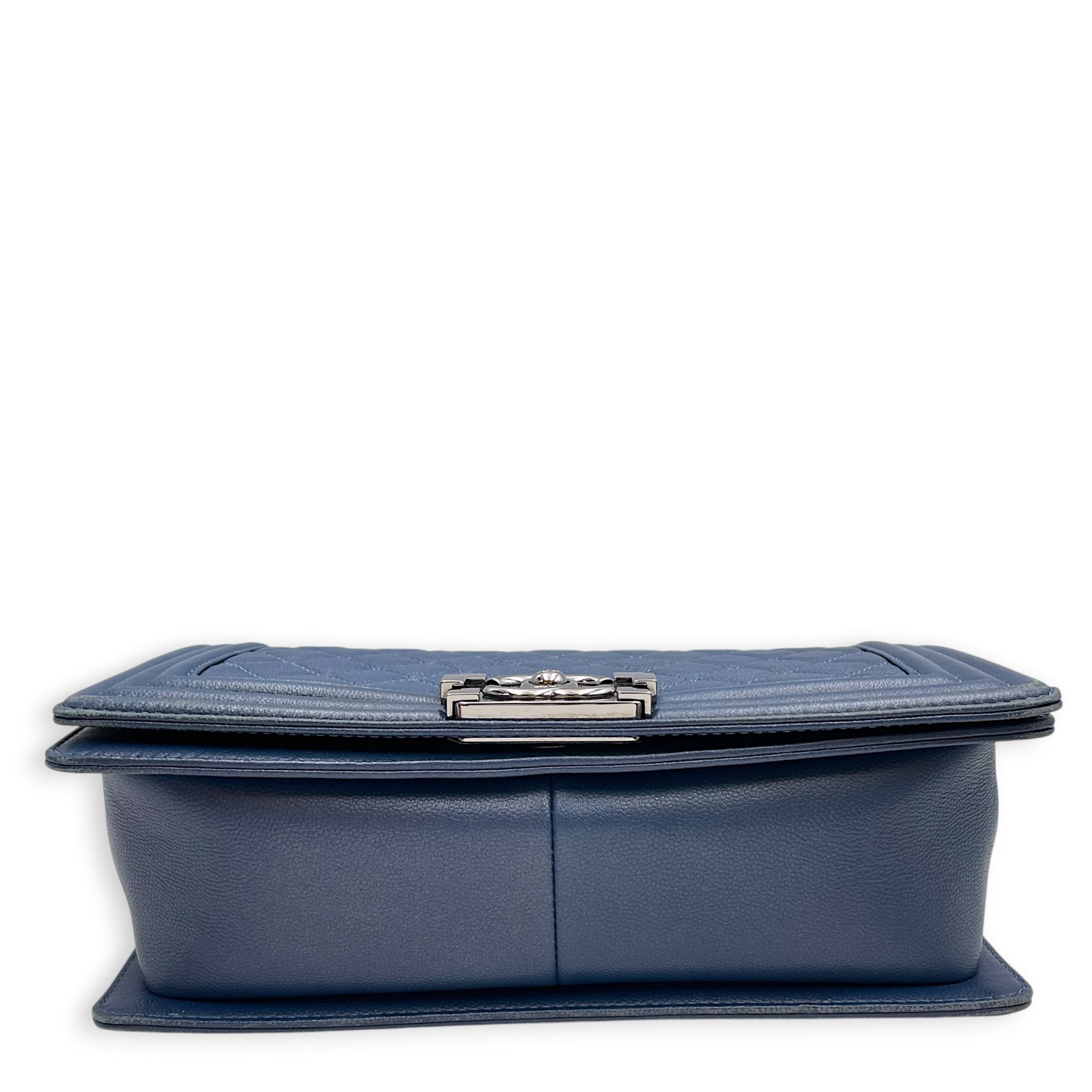 Boy Medium Blue Shoulder Bag Silver hardware