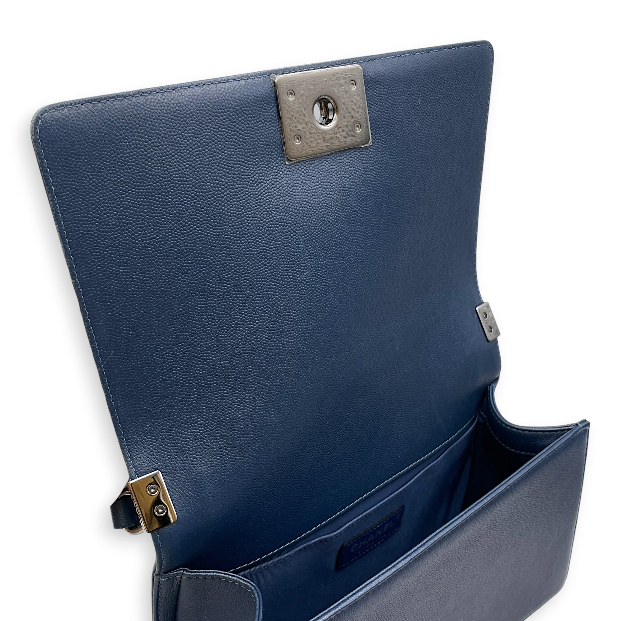 Boy Medium Blue Shoulder Bag Silver hardware