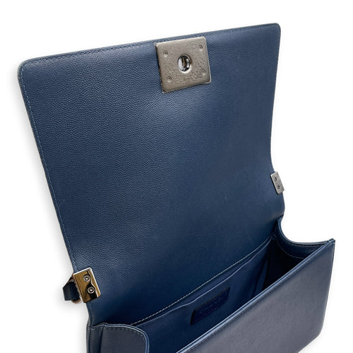 Boy Medium Blue Shoulder Bag Silver hardware
