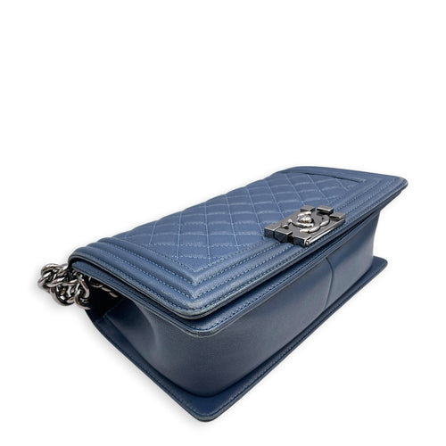 Boy Medium Blue Shoulder Bag Silver hardware