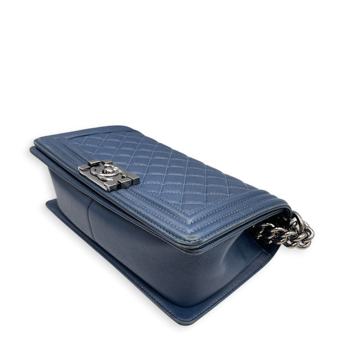 Boy Medium Blue Shoulder Bag Silver hardware