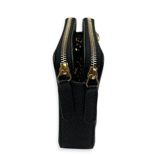 Boy Black Wallet On Chain in Caviar Leather Brushed Gold hardware