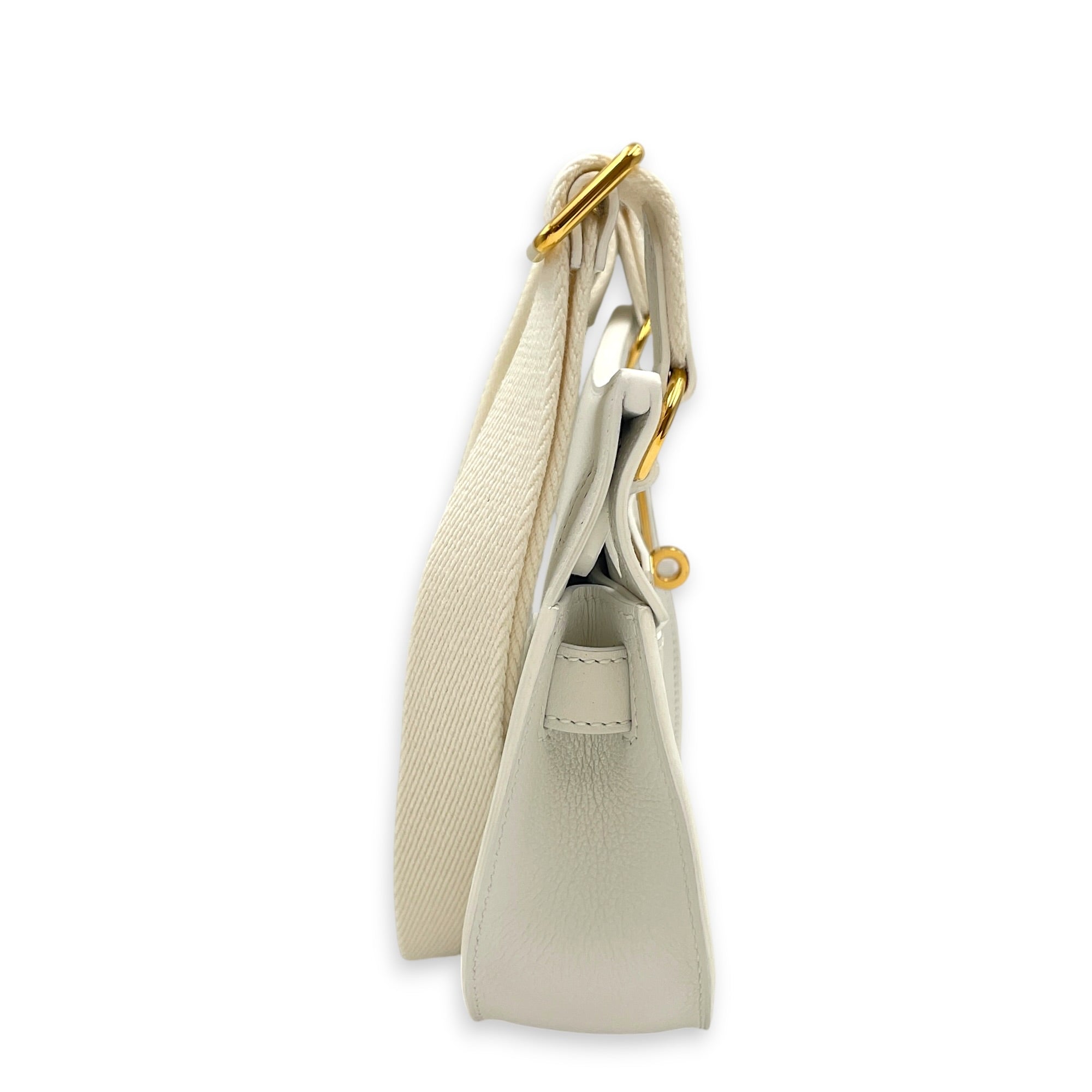 Jypsiere Mini New White in Evercolor Gold hardware