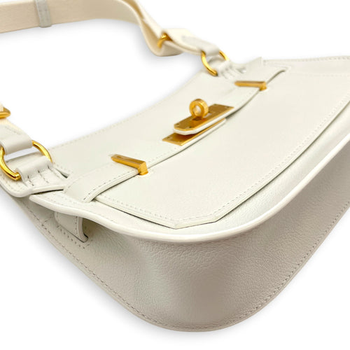 Jypsiere Mini New White in Evercolor Gold hardware