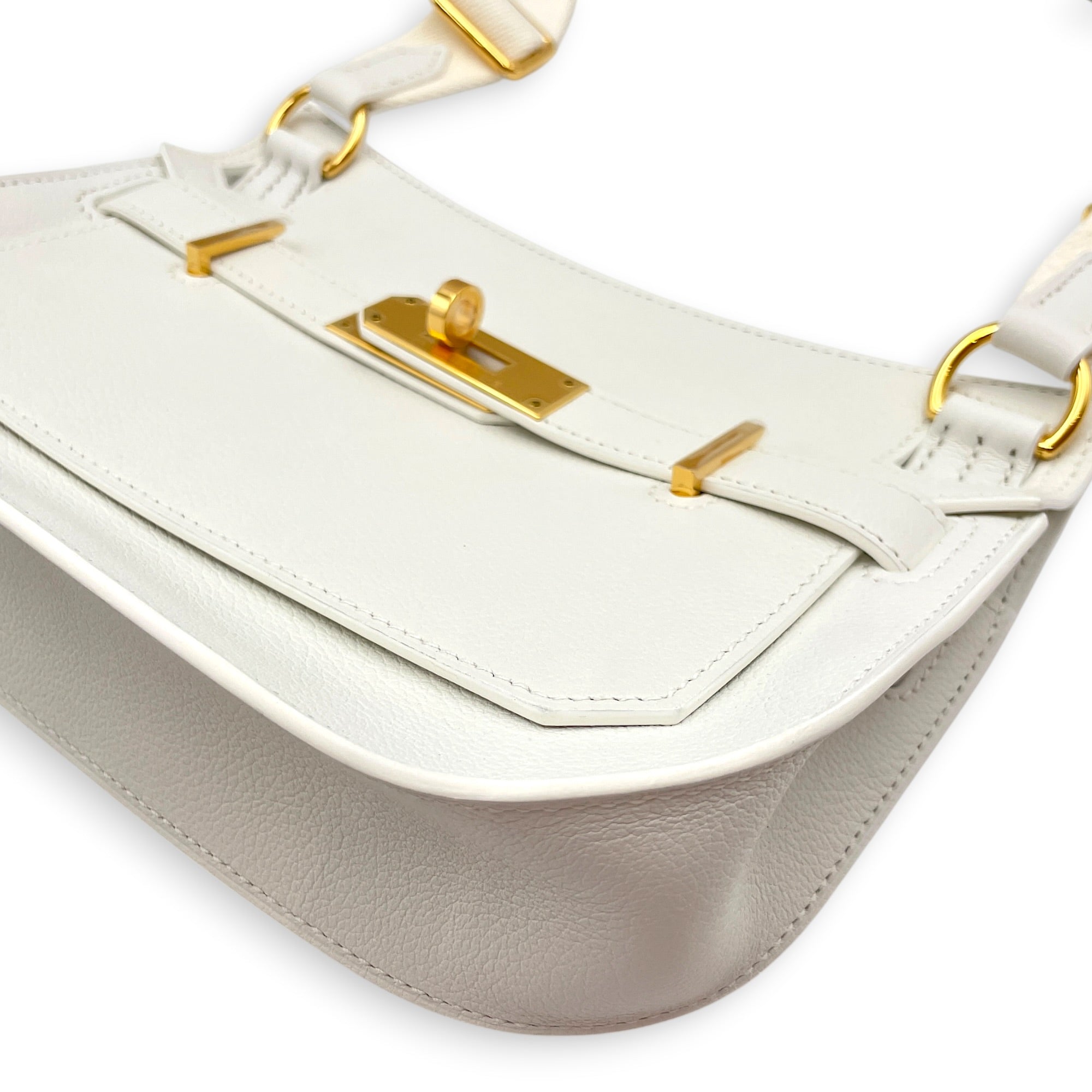 Jypsiere Mini New White in Evercolor Gold hardware