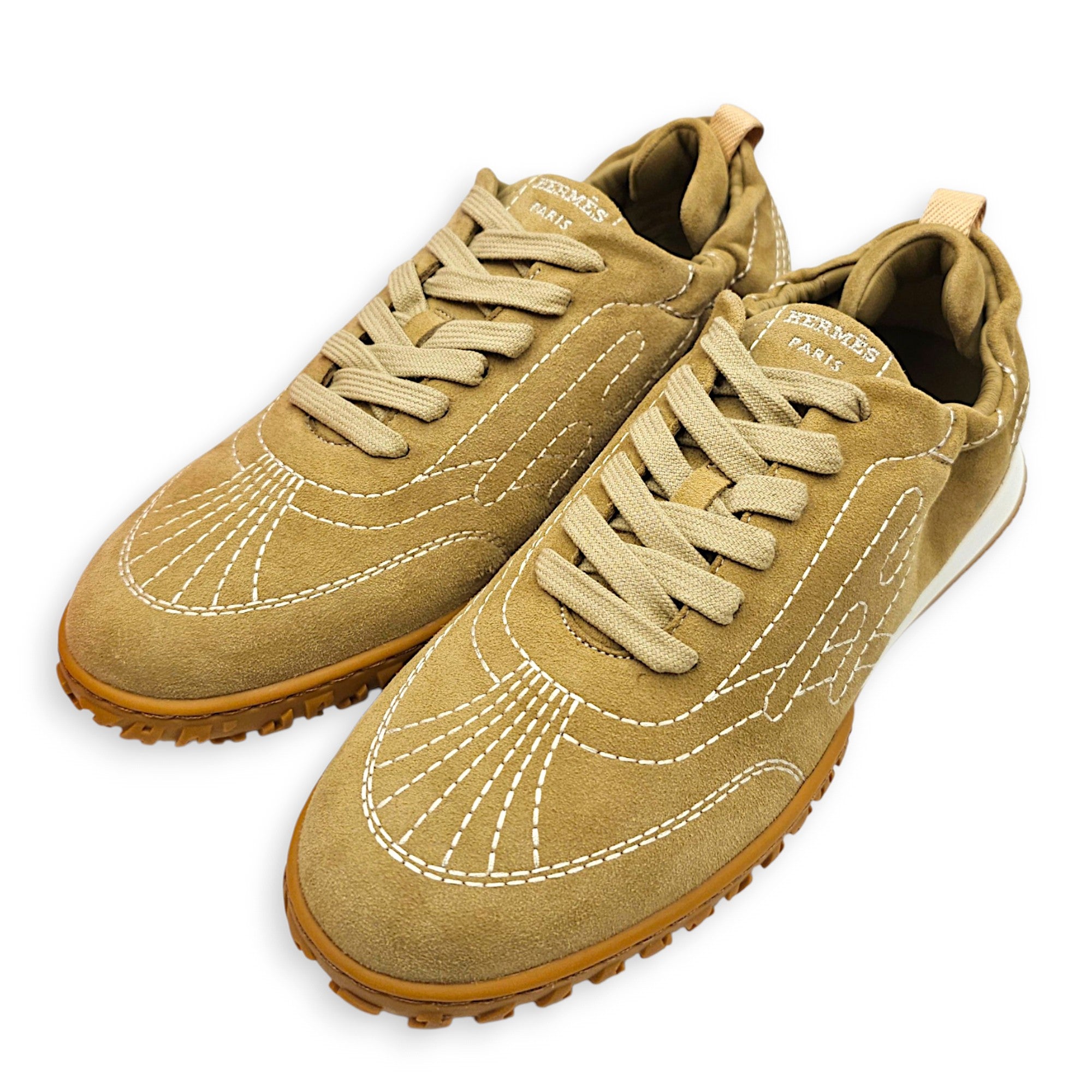 Jet 39.5 Beige Albatre Sneakers in Chevre Velours