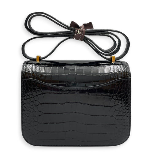 Constance 18 Noir in Shiny Alligator Gold hardware