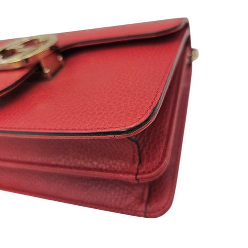 Interlocking G 20 Red Shoulder Bag in Calfskin Gold hardware