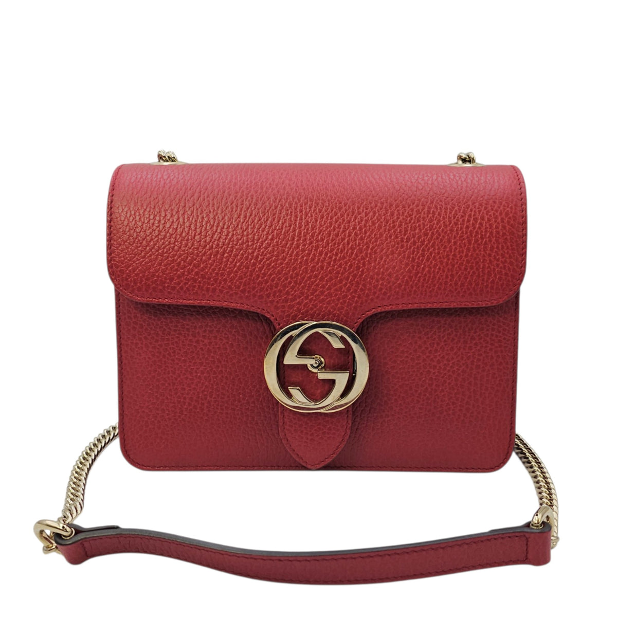 Interlocking G 20 Red Shoulder Bag in Calfskin Gold hardware