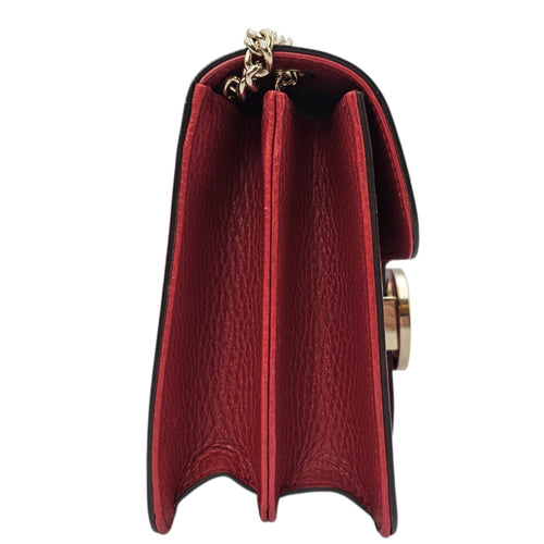 Interlocking G 20 Red Shoulder Bag in Calfskin Gold hardware