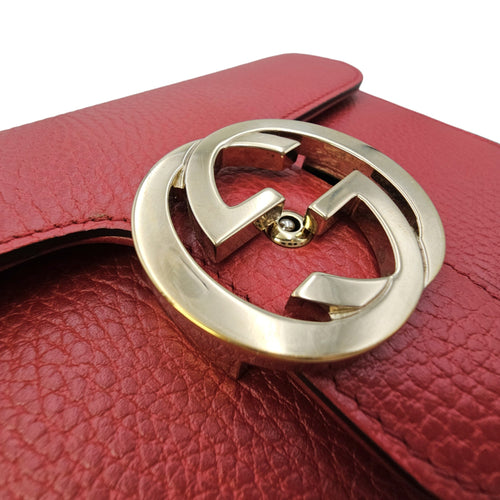 Interlocking G 20 Red Shoulder Bag in Calfskin Gold hardware
