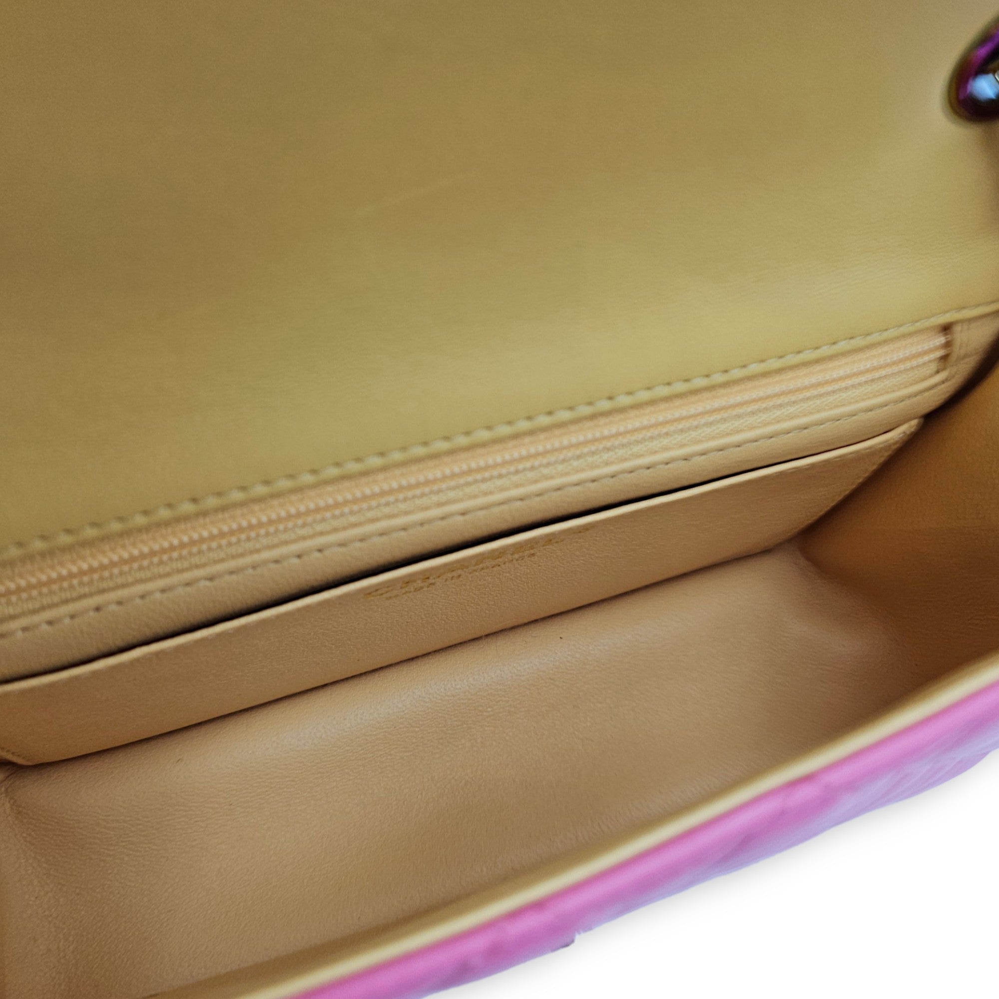Mini Rectangular Flap Mini Pink Shoulder Bag in Calfskin Iridescent hardware