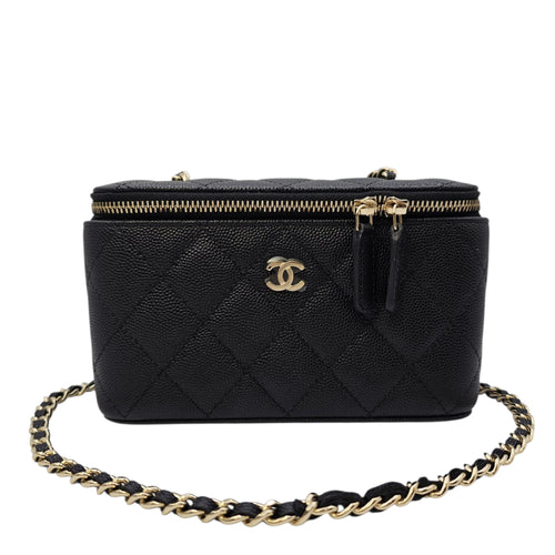 Vanity Bag Black in Caviar Leather Gold hardware
