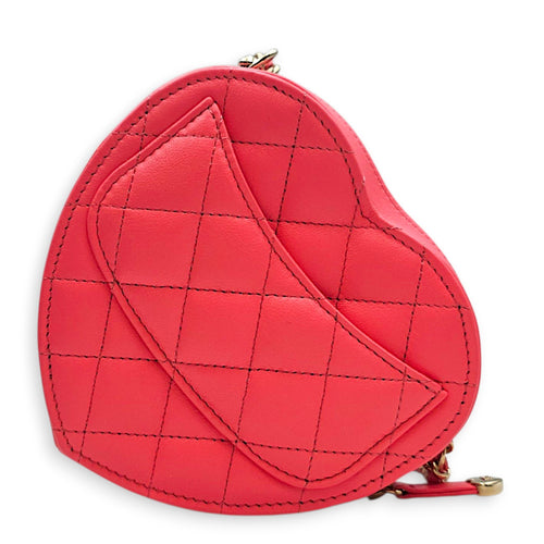 CC In Love Heart  Mini Pink Crossbody Bag in Lambskin Light Gold hardware