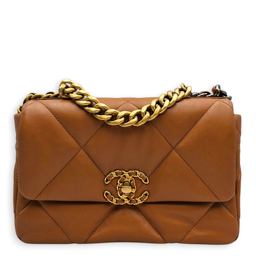 C19 Caramel Shoulder Bag in Goat Leather Mixed hardware