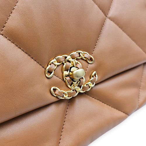 C19 Caramel Shoulder Bag in Goat Leather Mixed hardware