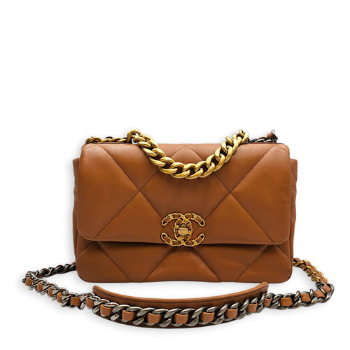 C19 Caramel Shoulder Bag in Goat Leather Mixed hardware