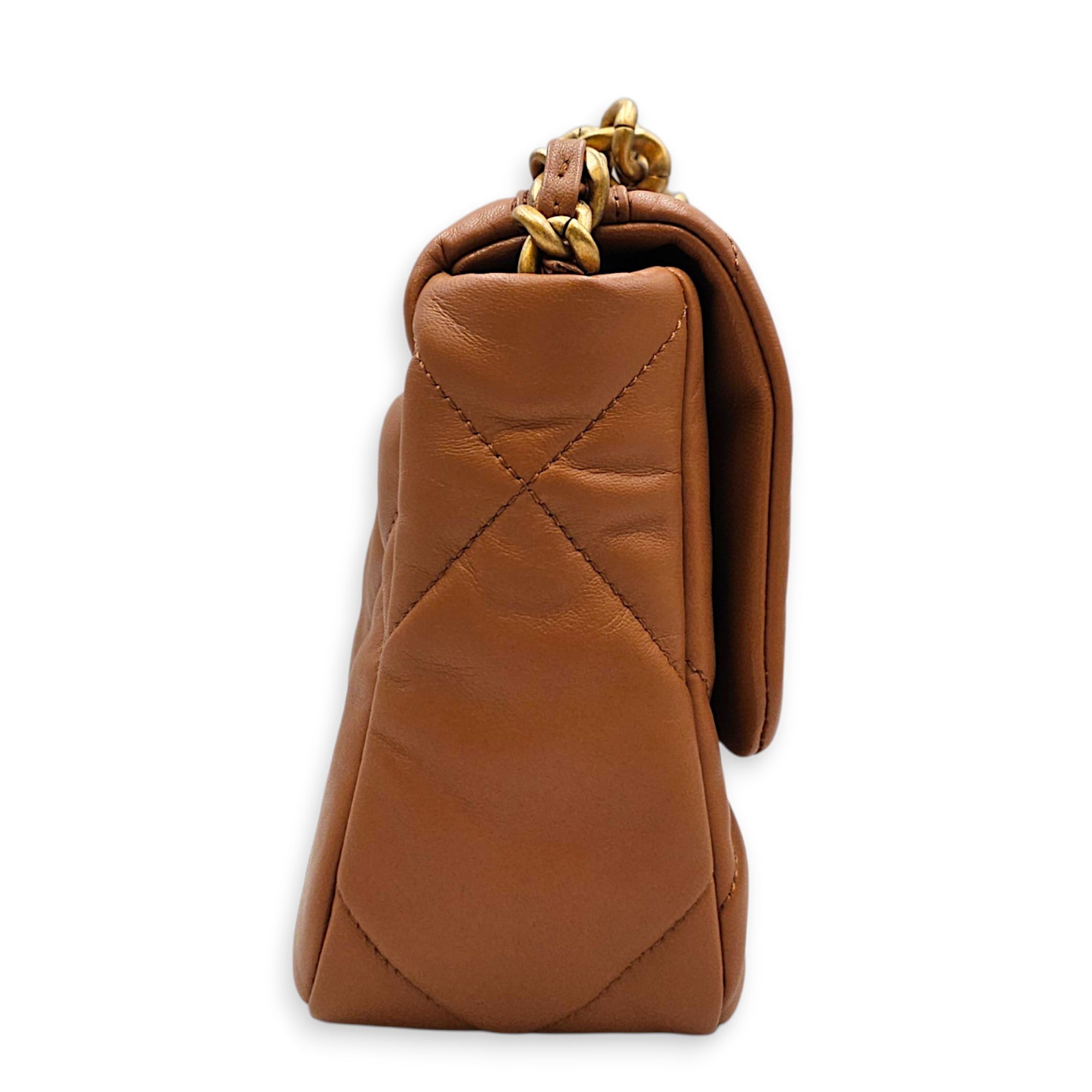 C19 Caramel Shoulder Bag in Goat Leather Mixed hardware