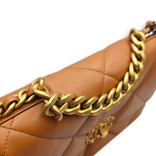 C19 Caramel Shoulder Bag in Goat Leather Mixed hardware