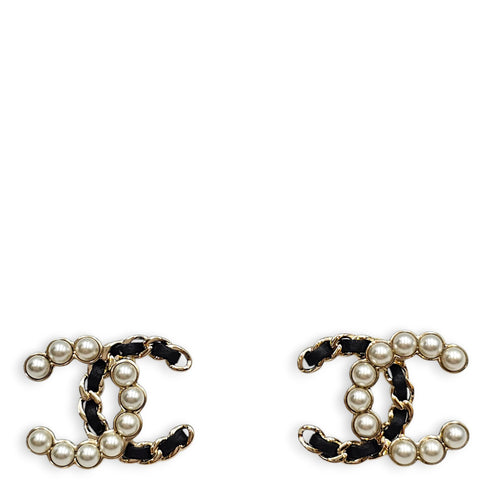 CC White Earrings Gold hardware
