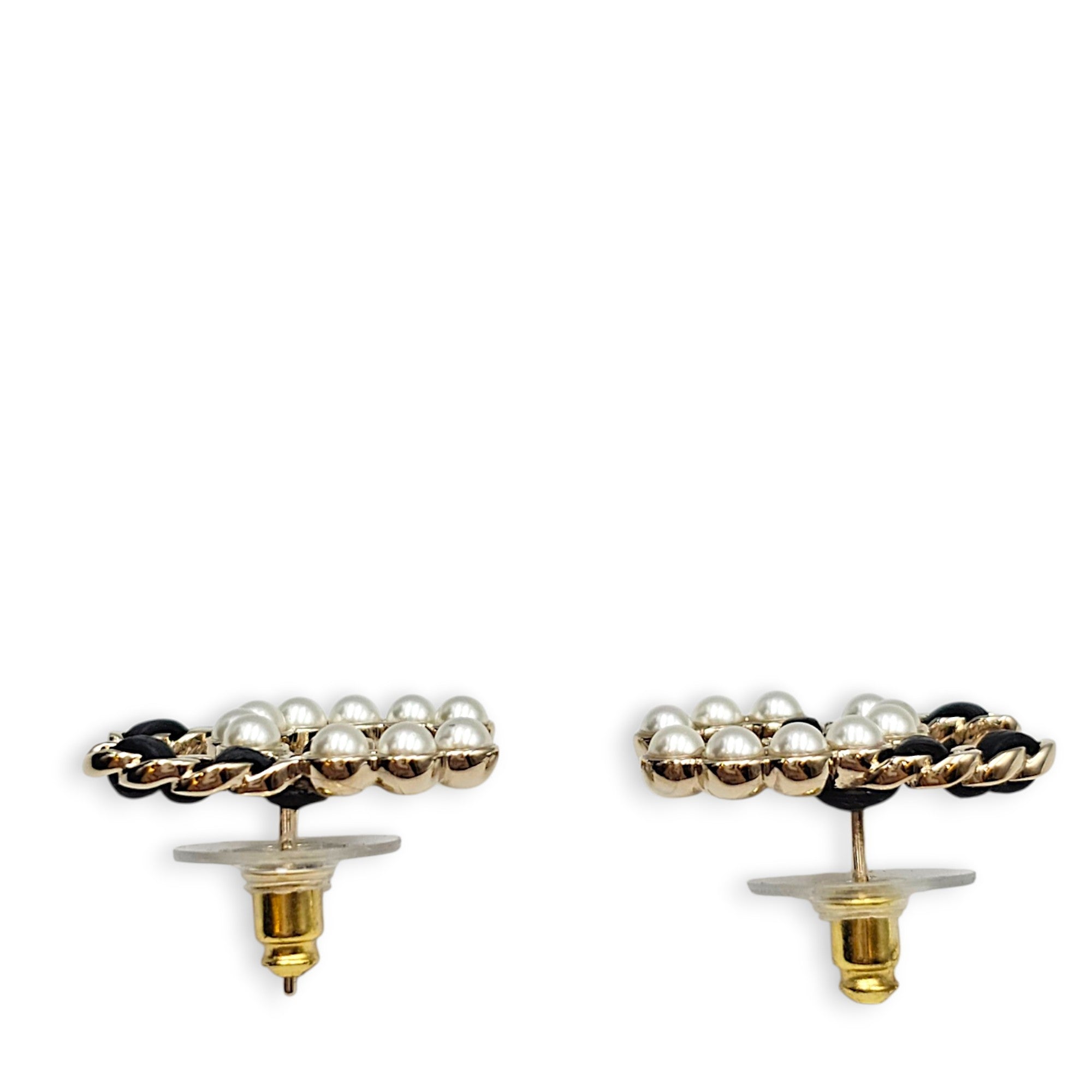 CC White Earrings Gold hardware