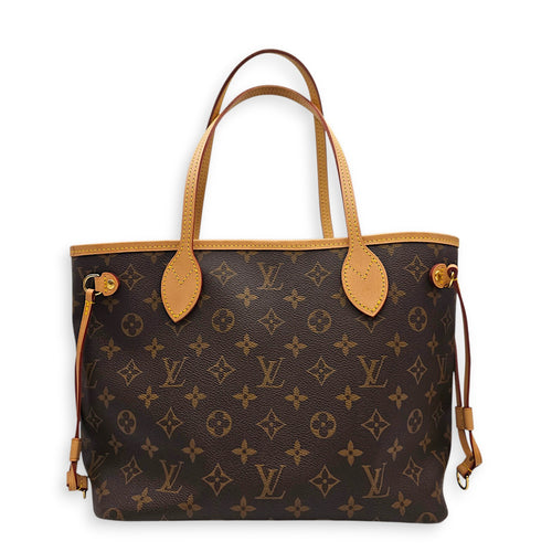 Neverfull PM Brown Tote Bag in Monogram Coated Canvas Gold hardware