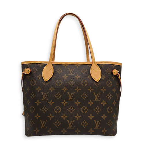 Neverfull PM Brown Tote Bag in Monogram Coated Canvas Gold hardware