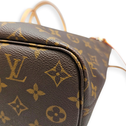 Neverfull PM Brown Tote Bag in Monogram Coated Canvas Gold hardware