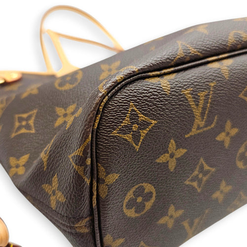 Neverfull PM Brown Tote Bag in Monogram Coated Canvas Gold hardware