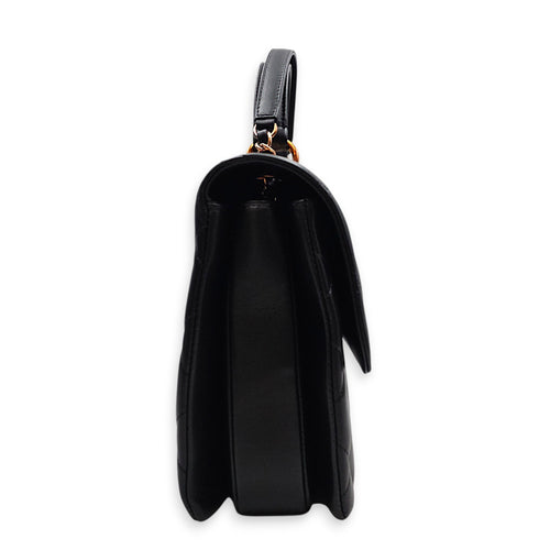 Trendy CC Large Black Top Handle Bag in Lambskin Antique Brass hardware
