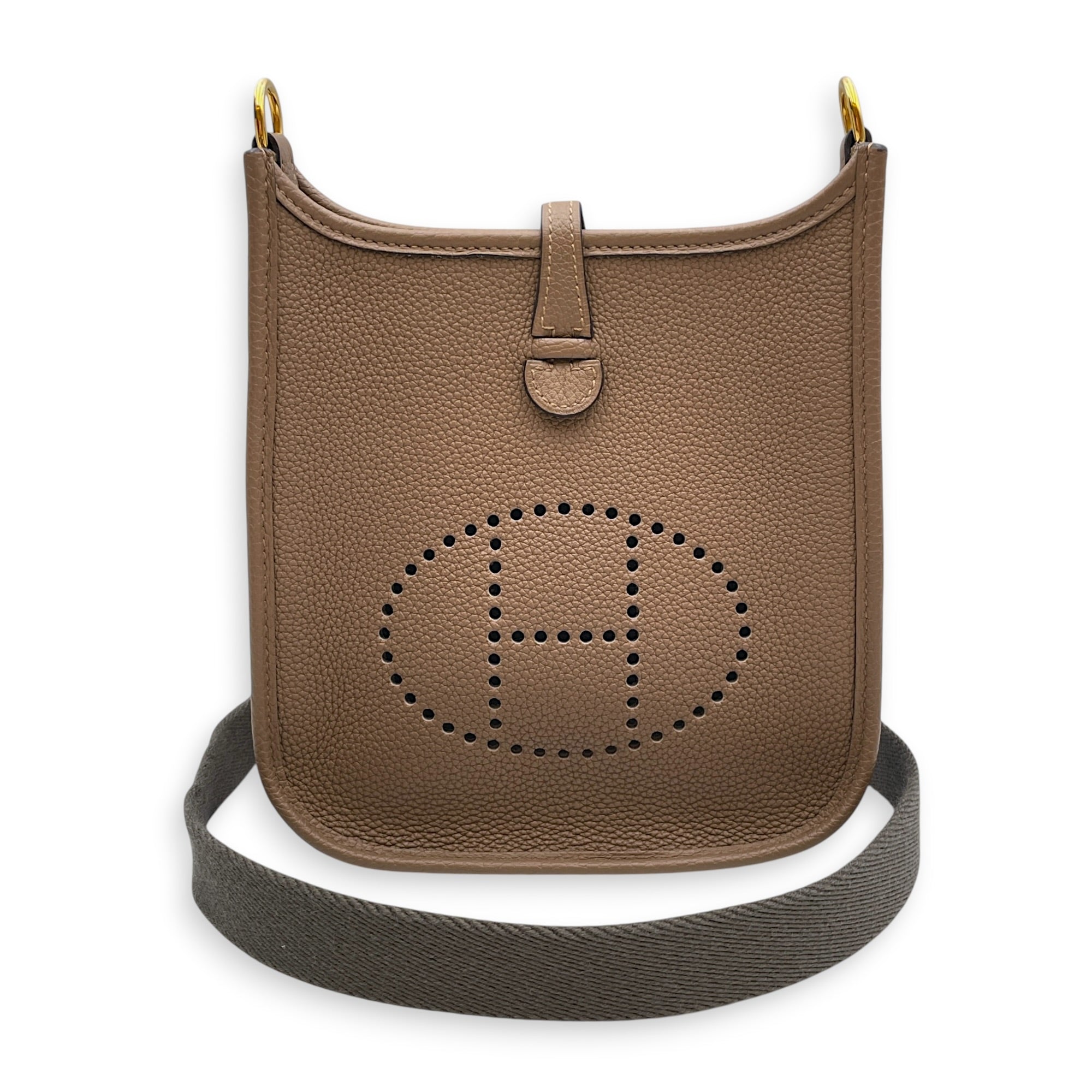 Evelyne Mini Beige Weima/Etoupe in Maurice Gold hardware