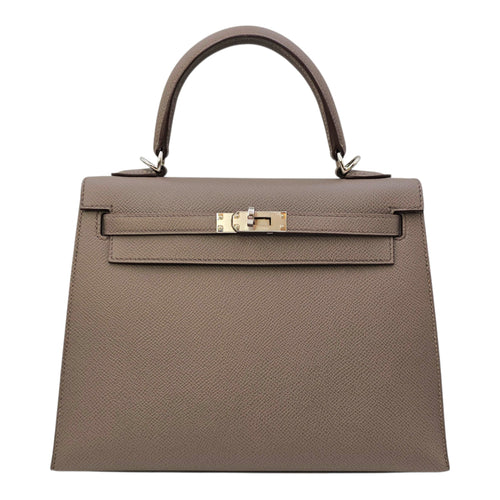 Sellier Kelly 25 Gris Etain  in Epsom Palladium hardware