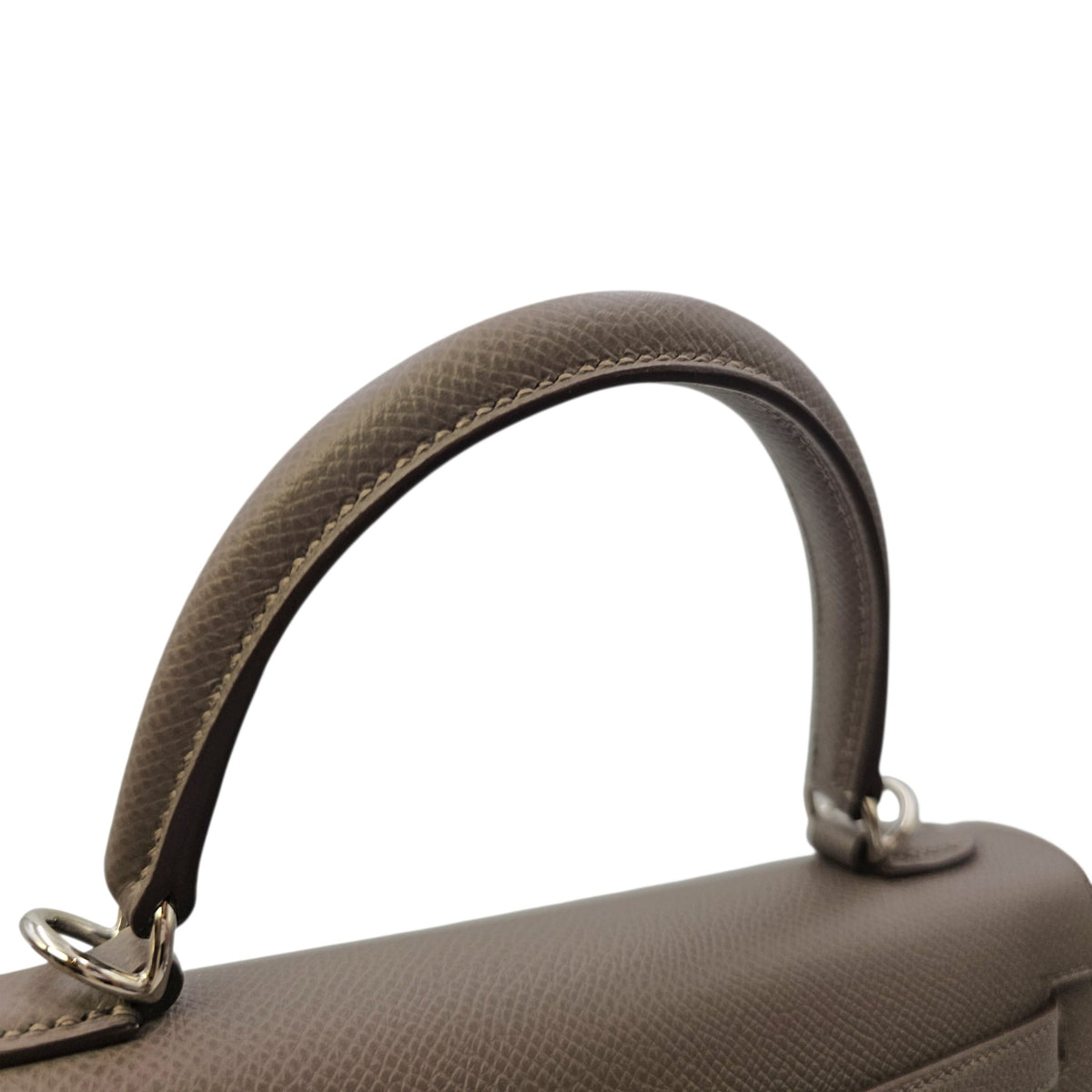 Sellier Kelly 25 Gris Etain  in Epsom Palladium hardware