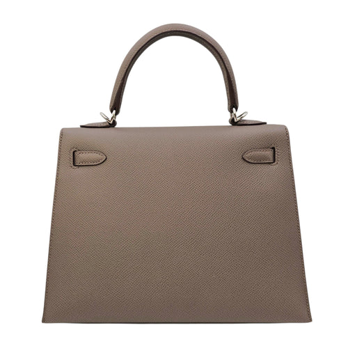 Sellier Kelly 25 Gris Etain  in Epsom Palladium hardware