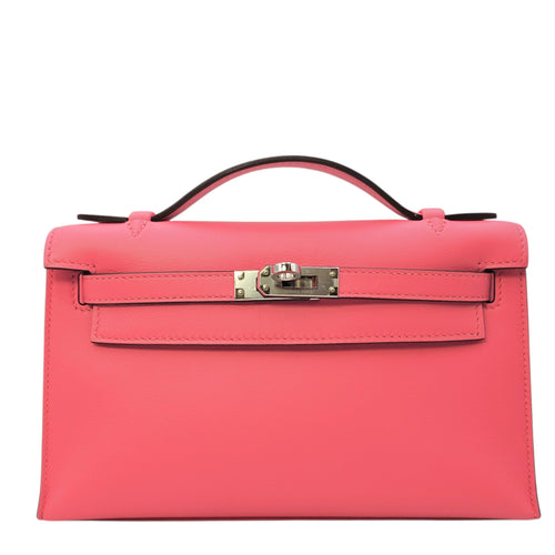 Kelly Pochette Rose Azalee in Swift Palladium hardware