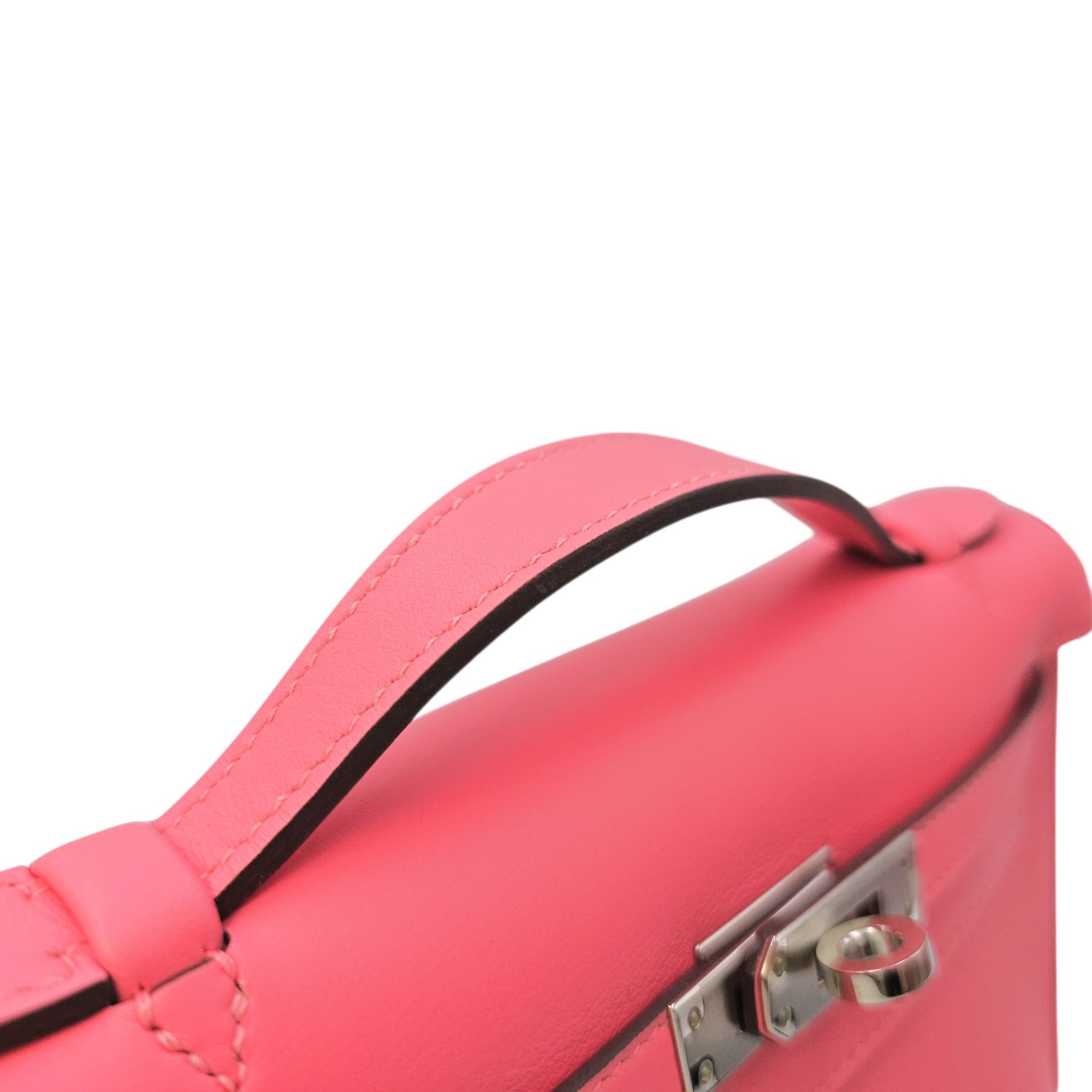 Kelly Pochette Rose Azalee in Swift Palladium hardware