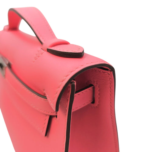 Kelly Pochette Rose Azalee in Swift Palladium hardware